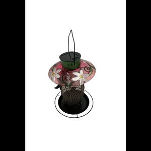 Ultimate Innovations Solar Glass Bird Seed Feeder Pink